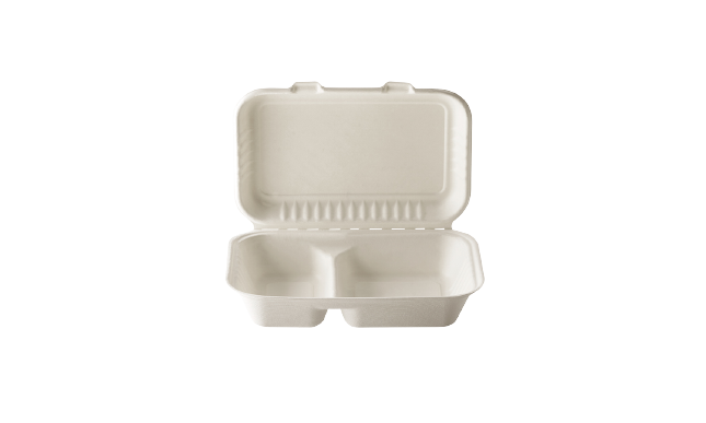 Porta Comida 2Div Bagasse 22.9x15.5x4.5cm (4x50u)