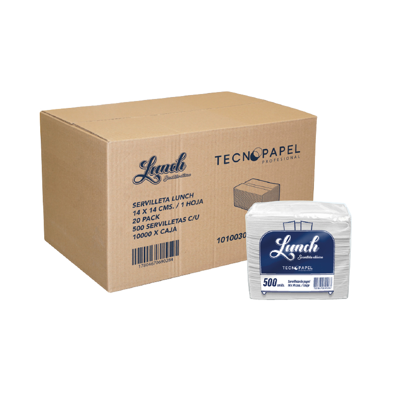 Servilleta Blanca Lunch Sin Logo 14x14cm (20x500u)