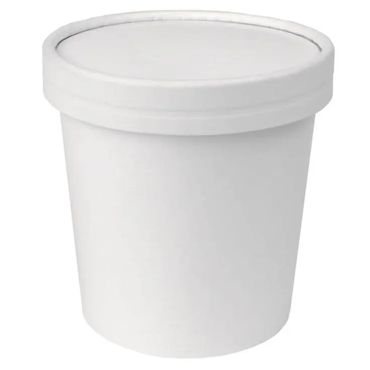 Pote 32oz Blanco con tapa polipapel Tugou (10x25u)
