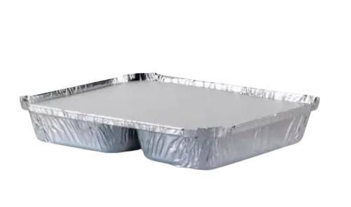 Bandeja Aluminio c/división 900ml c/Tapa (30x20)