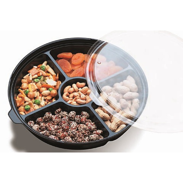 Contenedor 4 Divisiones Negro con Tapa Lisa (50u)