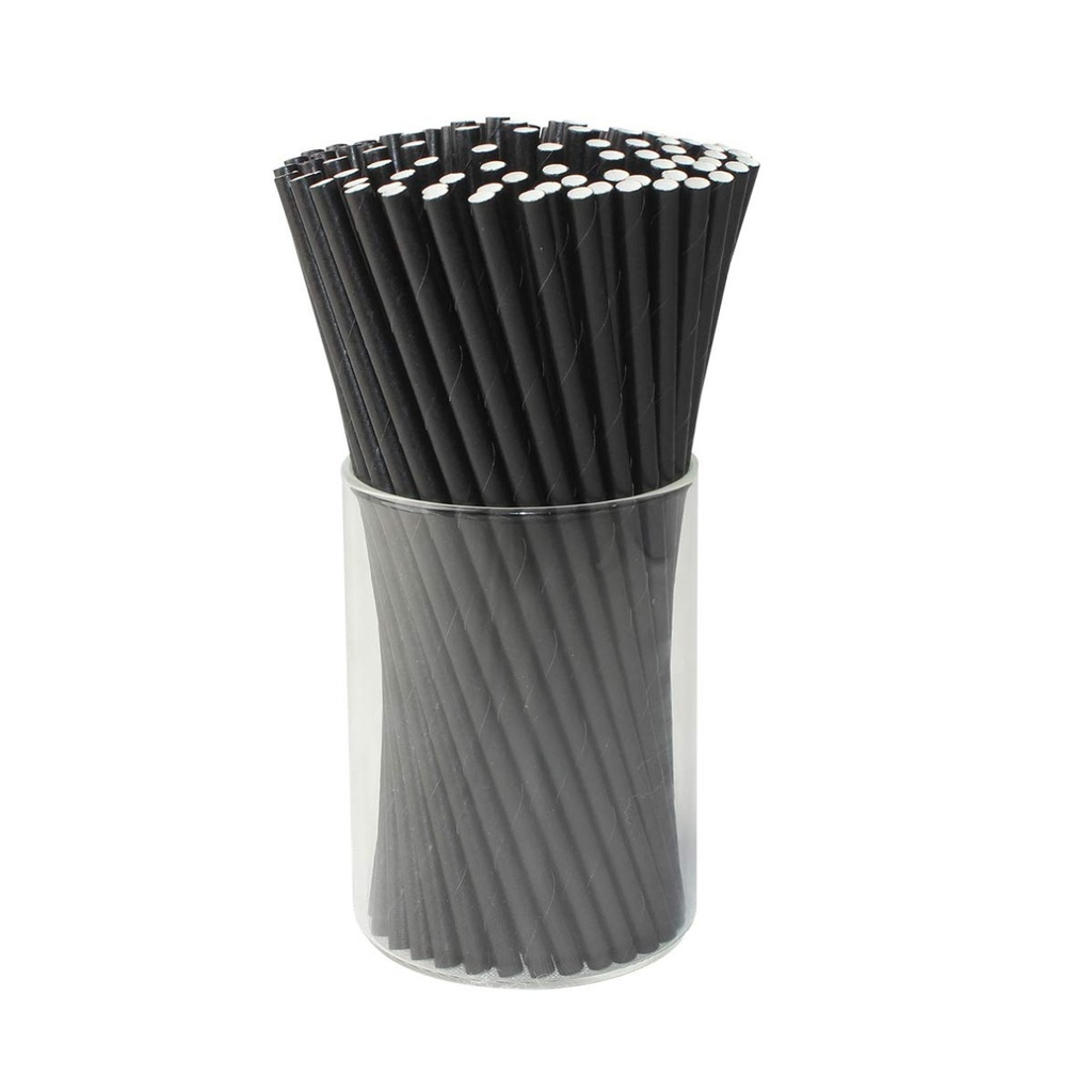 Bombilla De Papel Negra 6mm 19,7cm (10x500u) Tugou