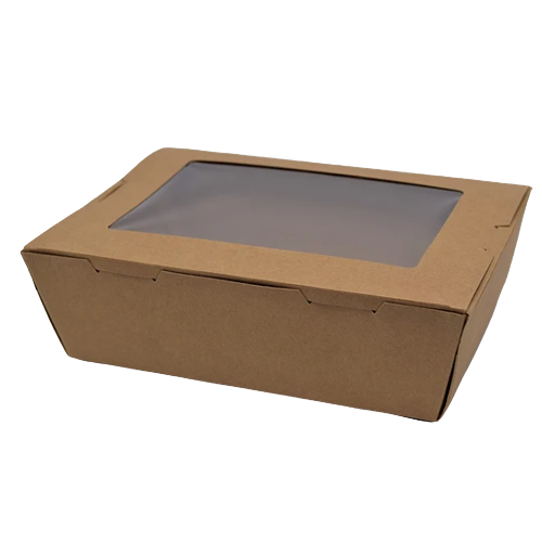 [FP-IYCRV1200K] Caja con ventana 1200ml kraft Tugou (4x50)
