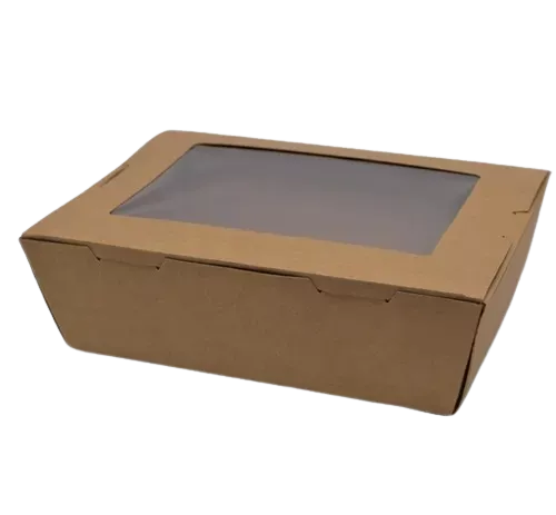 [FP-IYCRV1600K] Caja con ventana 1600ml kraft Tugou (4x50)
