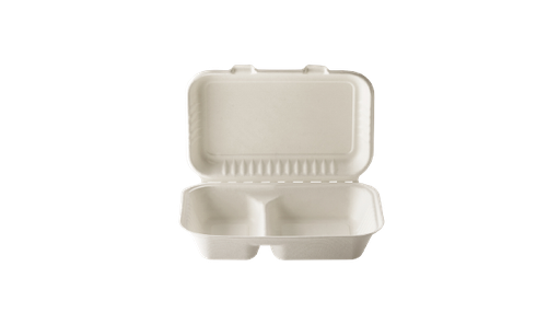 [FP-GTB040] Porta Comida 2Div Bagasse 22.9x15.5x4.5cm (4x50u)