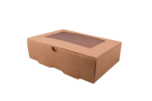 [CDA-1KF0055]  Caja Kraft C/ Ventana Autoarmable 1500ml 20x14x5.5cms